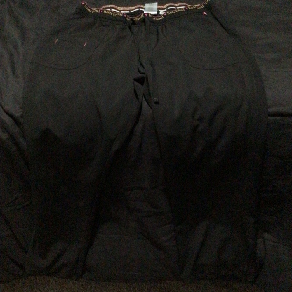 Womens scrub black pants heart soul size medium